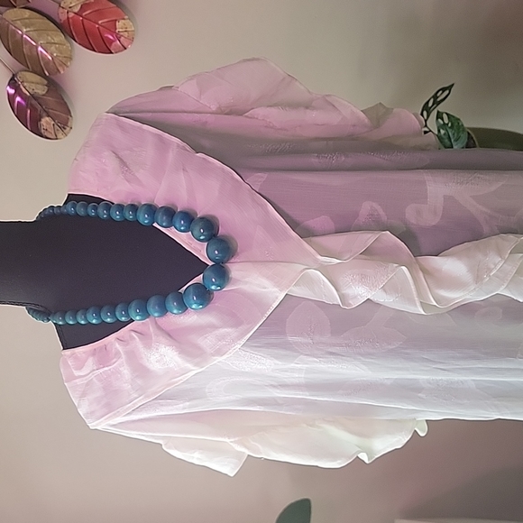 H&M Dress Women's XS Cream Cover-Up Maxi V-Neck Ruffled Accents Asymmetrical - Picture 2 of 8